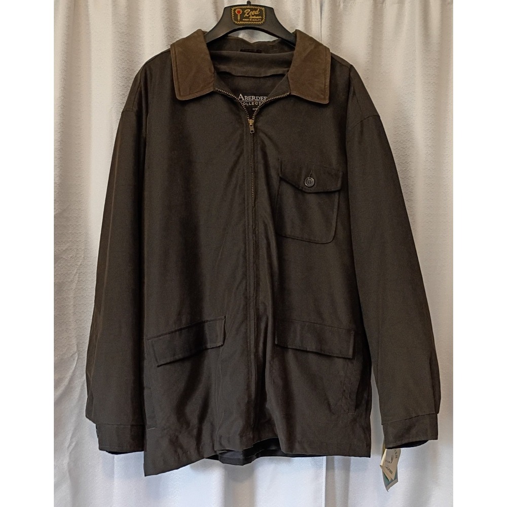 Aberdeen Collection Coat Men's Sz XXL Brown Microfiber Mid-Length Coat NOS
